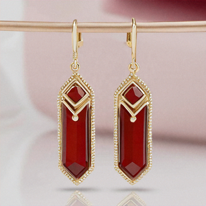 Pendientes de gota de ónix rojo de Plata de Ley 925 hechos a mano, piedras preciosas de cabujón Natural, joyería fina de moda para bodas y fiestas - Product Image 2