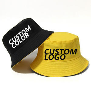 Wholesale Unisex Custom Embroidery logo Cotton Solid Outdoor Sunscreen <b>Flat</b> Top Fisherman Bucket <b>Hat</b> - Product Image 5