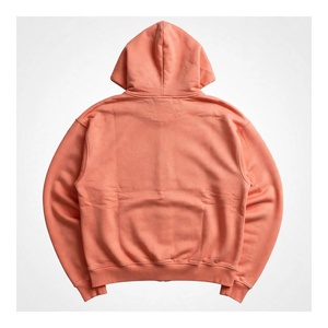 Custom Zip Up <b>Hoodie</b> Full Zip Oversized Sweatshirt Heavyweight Fleece Hooded Jacket Drop Shoulder <b>Orange</b> Outerwear - Product Image 2