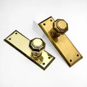 <b>Antique</b> <b>Brass</b> Passage Privacy <b>door</b> <b>Knob</b> with Back Plate Round <b>Knob</b> for Storage and Closet Furniture Handle Durable Dummy Design - Product Image 2