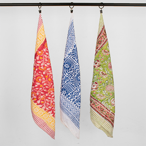 Accesorios de algodón natural, bandanas hechas a mano con estampado en bloque, con patrones y colores atractivos, bufanda suave para mujeres, regalos, uso con mascotas. - Product Image 1