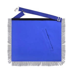 Delantal de francmasón azul Royal Blue Velvet con bordado plateado, corona y flecos, servicio OEM MAP-0086 - Product Image 4