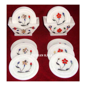 Beautiful White Marble <b>Coaster</b> <b>Set</b> High Demanding Handmade Beautiful Natural Item Use For Kitchen Decoration And Shelf Showcase. - Product Image 1