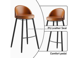 Rustic Wood & Metal Adjustable Bar <b>Stool</b> Chair Industrial Style Bar <b>Stool</b> with Wooden Seat & Back Support Modern Vintage 2026 - Product Image 3