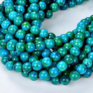 ลูกปัดคริสโซคอลล่าทรงกลม หินธรรมชาติ สำหรับทำเครื่องประดับ DIY สร้อยข้อมือ สร้อยคอ งานฝีมือ แบบเส้นเต็ม - Product Image 1