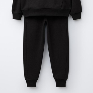 Ensemble de survêtement unisexe noir à capuche, couleur unie, manches longues, décontracté, pantalon en coton avec poches latérales, collection automne 2027 - Product Image 3