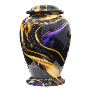 Urnes de crémation pour adultes en laiton de haute qualité Design de drapeau américain Couleur noire avec placage Urnes funéraires en métal fini pour cendres. - Product Image 2