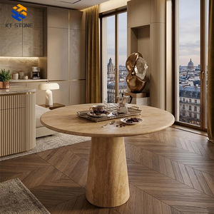 Tavolo da Pranzo Moderno KT STONE in Marmo Calacatta Viola, Piano Rotondo 130CM di Diametro, <span class=keywords><strong>Base</strong></span> Esagonale, Finitura Levigata per Villa - Product Image 5
