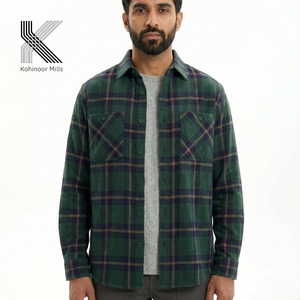 เสื้อเชิ้ตลายสก็อตแขนยาวผ้าคอตตอน 75% โพลีเอสเตอร์ 20% สไตล์ลำลองแบบสั่งตัด - Product Image 5