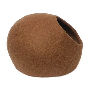 Cat Cave Wholesale Supplier Round Wool Felt Cat <b>Bed</b> Cave Solid Brown Soft Indoor Pet <b>Bed</b> Minimalist Style Hand Wash Only Non-Rem - Product Image 2
