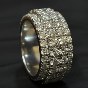 Round Brilliant Cut Moissanite Diamond Full <b>Eternity</b> Engagement Wedding Band 925 Sterling <b>Silver</b> Iced Hop Hop <b>Ring</b> Men's Jewelry - Product Image 4