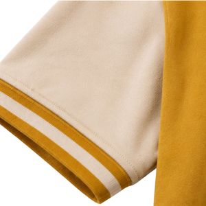 Mustard And <b>White</b> Women Short Sleeve T Shirt And Wide Leg Pants Lounge <b>Set</b> Custom Casual Two <b>Piece</b> Outfit With Contrast Panels - Product Image 3