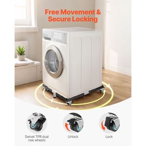 1200 Lbs Load Capacity Fridge Stand Mobile Base 8 Locking Twin <b>Wheels</b> 4 Brakes 23 36.6 Inches <b>Washing</b> <b>Machine</b> Caster <b>Wheels</b> - Product Image 1