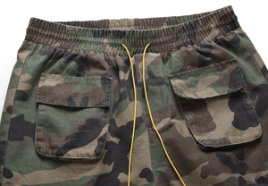 Shorts cargo en jean camouflage pour homme, taille mi-haute, cordon de serrage, taille élastique, plusieurs poches, style utilitaire hiver, coton respirant - Product Image 6