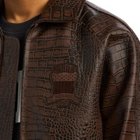 Veste en cuir Avirex marron effet croco pour homme, respirante, nouveau design, style bomber, style streetwear, veste en cuir Avirex pour homme
