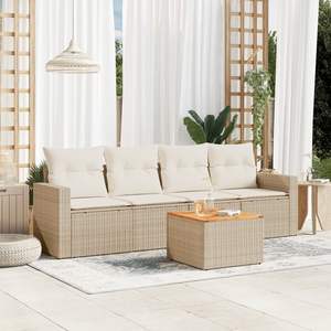 Conjunto de sofá de jardín beige y blanco crema - Product Image 1