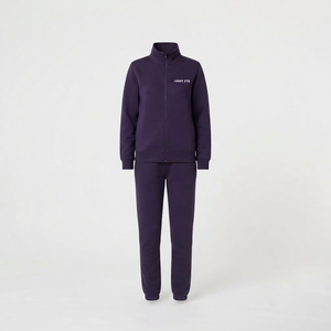 Conjunto Deportivo de 2 Piezas para Mujer, Chaqueta y Pantalón de Forro Polar, Cuello Alto con Cremallera, Estilo Casual, Color Sólido, Ajuste Regular para Todas las Temporadas - Product Image 3