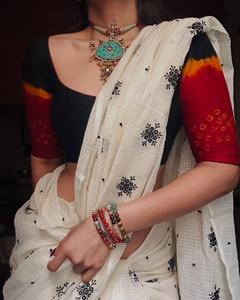 Sari indien Kota Doriya Boutique sexy, broderie florale noire, tenue de mariage traditionnelle, vêtements ethniques pour femmes, fête nuptiale, séchage rapide, tout-en-un - Product Image 1
