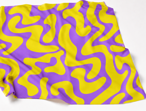 Abstract Camouflage Organic Combed Fabric <b>Yellow</b> Purple Woven 58/60 Inch Medium Weight Patterned Cloth for <b>Bedding</b> and Suit - Product Image 1