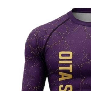 Camiseta Deportiva de Compresión de Manga Larga Morada con Estampado Agrietado, Transpirable, de Secado Rápido, para Entrenamiento Atlético y Gimnasio - Product Image 4