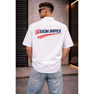 Boxy Letter Mandarin Collar <b>Dress</b> Shirt <b>Men</b> High Quality Casual Clothing Streetwear Button Flannel Fabric Breathable Quick Dry - Product Image 4