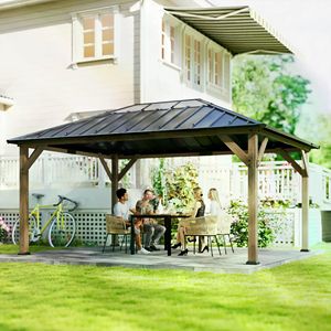 Gazebo/Pergola Moderno in Alluminio per Arredo Esterno, Ideale per Cortili, Giardini e Spazi Esterni, con Finitura del Telaio Opzionale e Schermo - Product Image 3