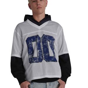 Maillot de football américain en maille blanche pour femmes Vêtements de sport personnalisés avec impression du numéro 00 Maillot de sport d'été respirant à col en V - Product Image 4