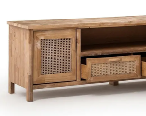 NUEVO PRODUCTO 2026 Mueble de TV Moderno de Lujo Industrial para Sala de Estar o Dormitorio, en Madera de Mango Blanca - Product Image 6