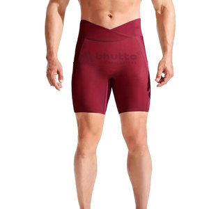Custom Logo Stylish Fitness Wear Quick Dry Workout Running Tights <b>Compression</b> <b>Shorts</b> with Pocket Elastic Waist Solid - Product Image 1