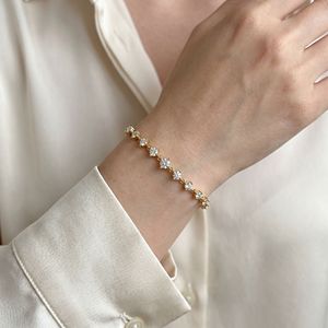 925 Sterling Silver Gold Plated Moissanite Tennis <b>Bracelet</b> Adjustable <b>Slider</b> Clasp Round Cut Diamond <b>Bracelet</b> Women Fine Jewelry - Product Image 3