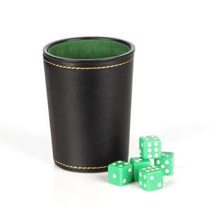 Ensemble de dés et de pions de backgammon en cuir PU, avec cube de multiplication et shaker, vente en gros, ensemble de gobelets à dés en cuir de forme ovale - Product Image 1