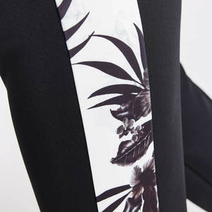 <b>Women's</b> High Waist <b>Black</b> Floral Print Side Stripe Skinny Ankle-Length Joggers Casual Drawstring Pants Spring Spandex Polyester - Product Image 5