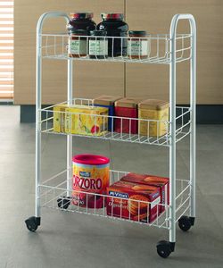 Carrito de cocina metálico de calidad premium para almacenamiento de verduras, soporte para microondas y uso como estante de despensa - Product Image 4