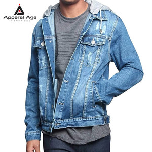 เสื้อฮู้ดยีนส์คุณภาพดีสำหรับผู้ชาย ผู้ผลิตเสื้อผ้าสตรีทแฟชั่นคุณภาพสูงแบบกำหนดเองสำหรับผู้ชาย - Product Image 2