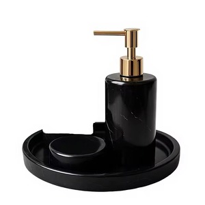 Resin Luxury Hotel Grade Four-Piece <b>Bathroom</b> <b>Set</b> Easy-Clean Rectangle Resin Accessories White Lightweight Durable Soap <b>Dispenser</b> - Product Image 1