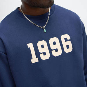Sudadera de cuello redondo con estampado de 1996 para hombre, azul marino, de algodón y felpa, estilo casual urbano, fabricante, marca privada, OEM, ODM - Product Image 2