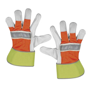 ถุงมือหนังสะท้อนแสงสำหรับงานหนัก ถุงมือเซฟตี้แบบ Hi-Vis พร้อมแถบสะท้อนแสง  แบบมีข้อมือป้องกัน สำหรับงานก่อสร้าง งานถนน อุปกรณ์ป้องกันภัยส่วนบุคคล (PPE) รับผลิตตามแบบ (OEM) ขายส่ง - Product Image 3