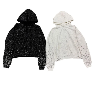 Sweat-shirts pour femmes de qualité supérieure avec strass, style tendance, prix abordable, légers, ensemble de survêtement en strass de qualité supérieure, fermeture éclair intégrale - Product Image 3