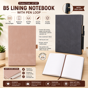 A5 Flexible <b>Notebook</b> Soft Bound Journal PU Cover Side <b>Line</b> Design 192 Pages 80 Gsm Shaded Paper for Office College Travel - Product Image 3