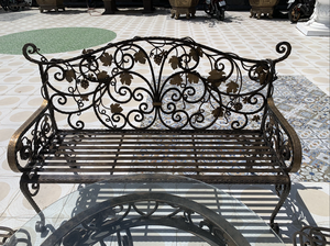 Hot Selling Durable Portable Classic Vintage Style Park <b>Bench</b> <b>Wrought</b> <b>Iron</b> Line Chair Customized Design Stackable UV Resistant - Product Image 4