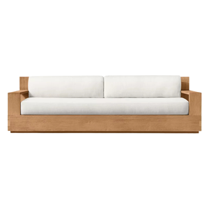 Canapé d'extérieur de style minimaliste moderne en teck durable, canapé de salon contemporain avec coussins moelleux, mobilier de jardin de luxe - Product Image 1