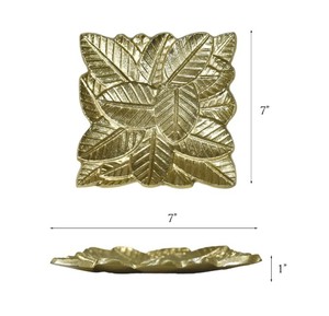 Plateau de service en aluminium doré poli de luxe, plateau décoratif moderne pour les fêtes, plateau à collations pour fruits secs et cadeaux - Product Image 2