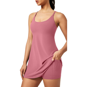 2026 Women's 2-in-1 Tennis Dress with Built-In Shorts Pockets Sleeveless Athletic Golf Pickleball Active Dress Wholesale OEM - Product Image 4