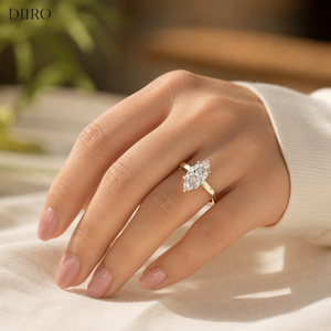 Anillo de Compromiso con Moissanita Corte Marquesa, Oro Sólido de 18K, Engaste Oculto, Anillo Clásico de Joyería para Mujer - Product Image 6