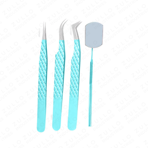 ชุดแหนบต่อขนตาคุณภาพสูง สีฟ้าพลาสม่า สแตนเลสสตีล ด้ามจับแบบกระจก ปลายแหลม สำหรับงานต่อขนตาอย่างแม่นยำ - Product Image 4