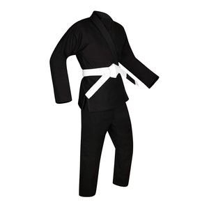 Kimono de judo noir 100% coton, extensible, antibactérien, séchage rapide, respirant, léger, avec ceinture blanche - Product Image 4