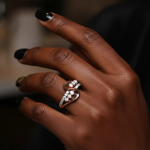 แหวนเพชรรูปทรง S สีโรสโกลด์สุดหรูสำหรับผู้หญิง - Product Image 2