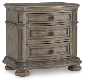 This is the Ashley Furniture Ardenfield 3 Drawer Nightstand featuring a light brown glazed antique look finish for bedroom use - Product Image 1