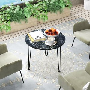 Tavolino da Caffè Contemporaneo in Marmo con Piano Ispessito e Gambe a Treppiede in Metallo - Product Image 3