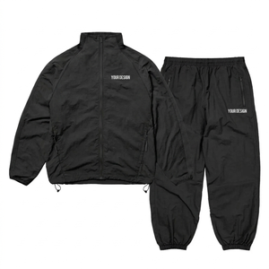 Custom sportswear manufacturer embroidered <b>zip</b>-<b>up</b> <b>jacket</b> jogger suit nylon sweatpants windbreaker men's sportswear - Product Image 1